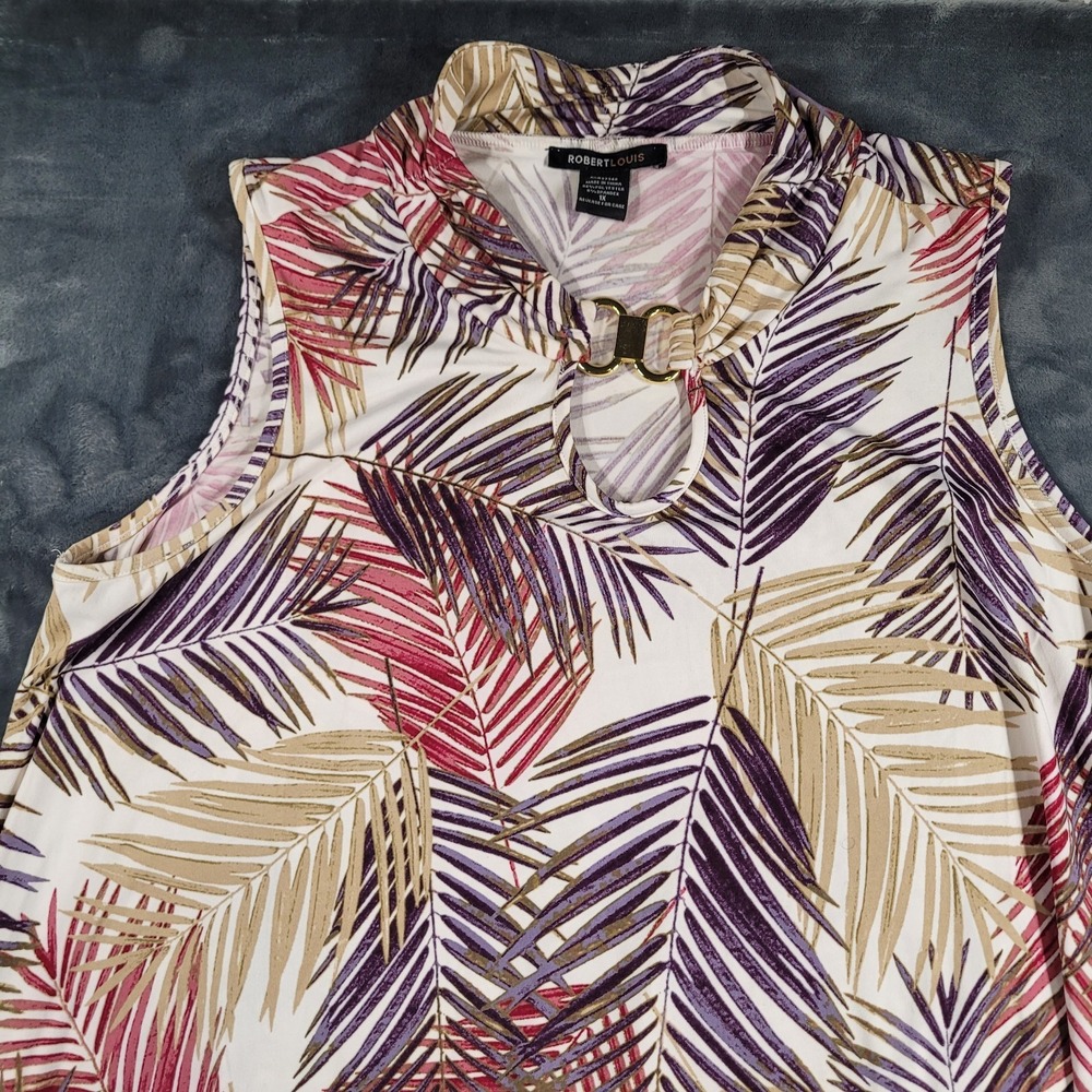 Robert Louis Women Leaf Pattern High-low Dress 1X‎